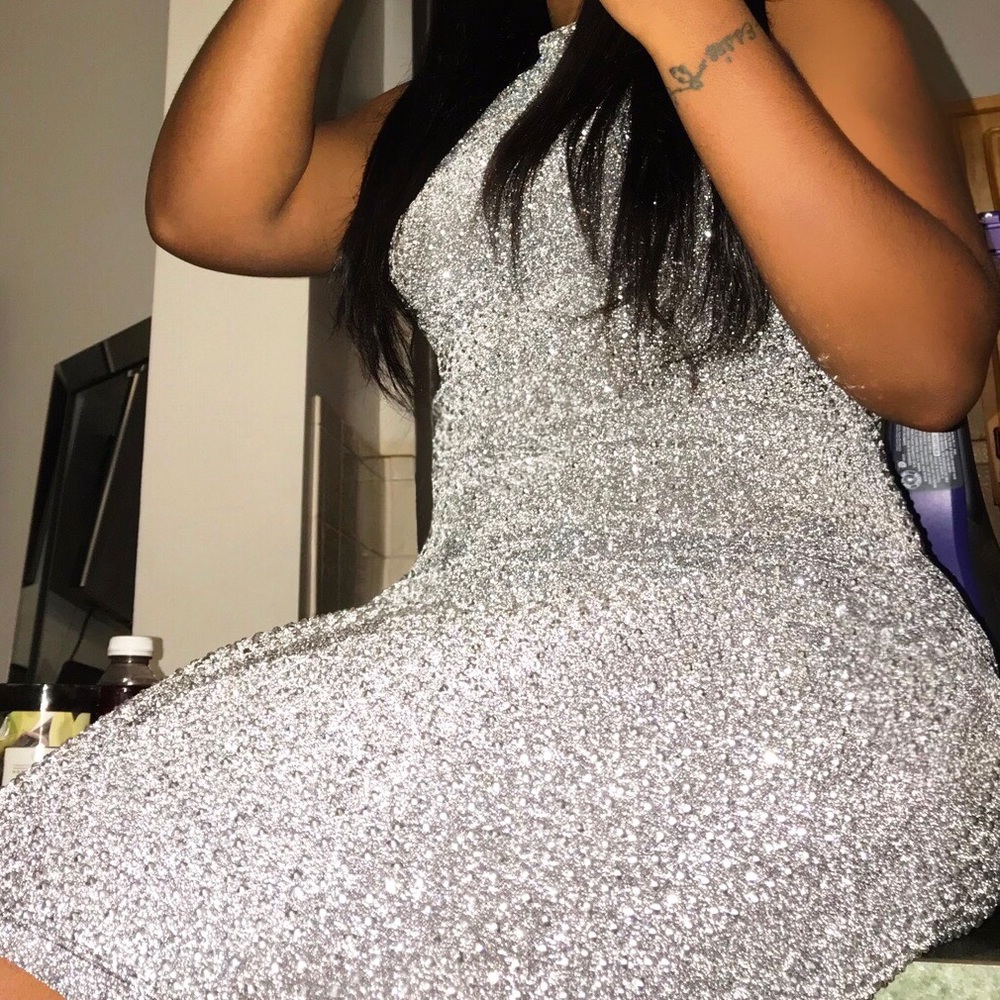 SILVER GLITTER DRESS